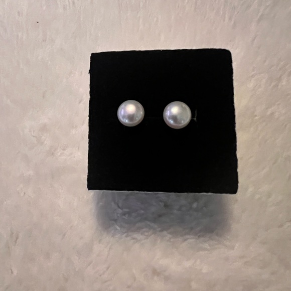 Large Vintage Honora 12mm Genuine Pearl Interchangable Sterling Earrings - Picture 4 of 9